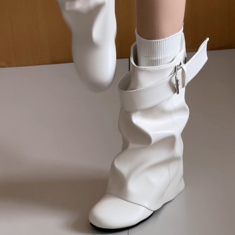 Leather Classic Strap - New Women Slouchy Mid Calf Leather