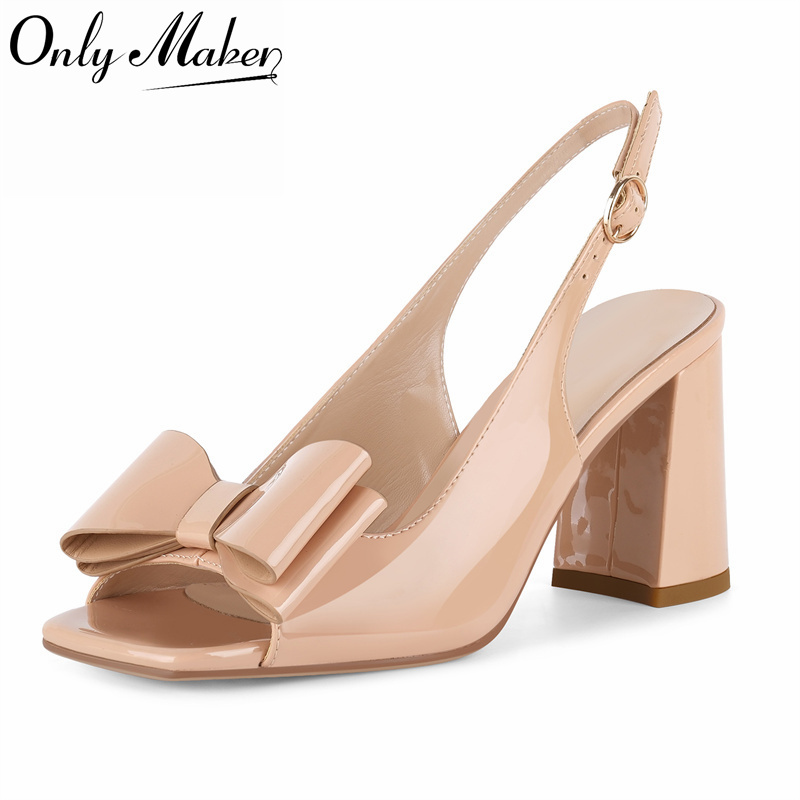 Onlymaker Women Square Toe Bow - Leather Classic Strap review and price